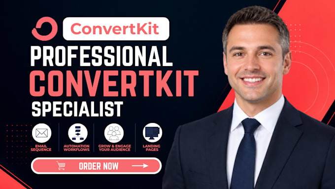 setup convertkit account design email sequence automation, kit landing page
