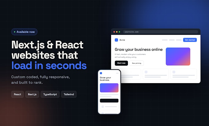 develop a responsive react nextjs website