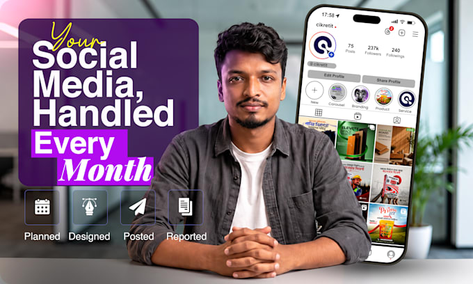 be your monthly social media manager, content creator and designer