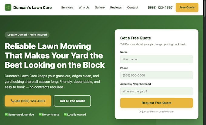 design a one page website for your business
