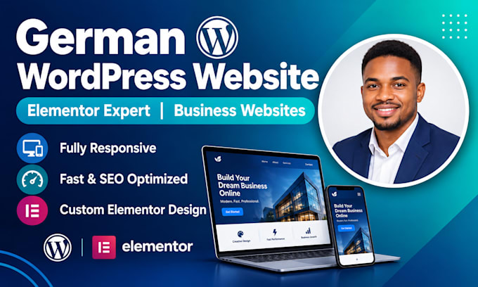 create german elementor web, german wordpress website, german business website