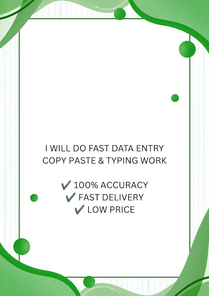 do fast data entry, copy paste, excel, typing work professionally only for 5