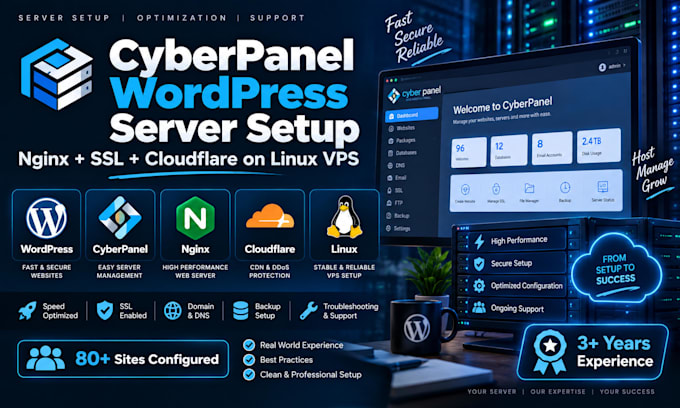 setup cyberpanel wordpress server on linux vps with nginx SSL and cloudflare