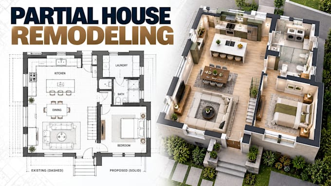 design partial house remodeling plans with detailed 3d layouts