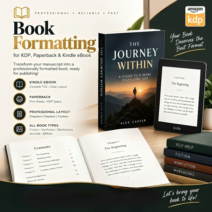 do book formatting, kdp book publishing, paper back, kindle ebook formatting
