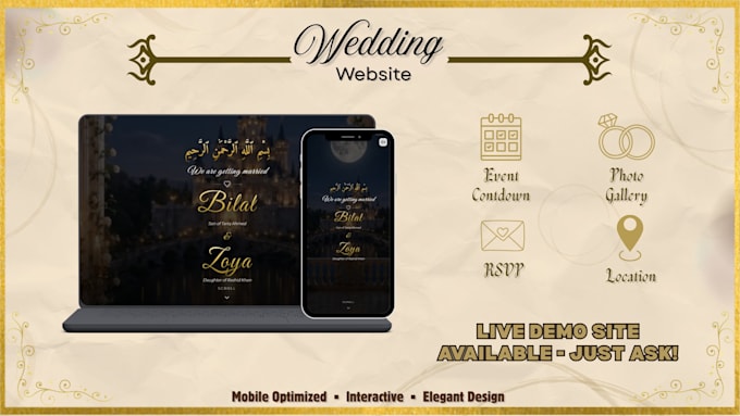 design a wedding website for digital invitation and rsvp