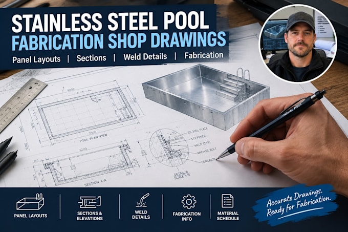 create stainless steel pool fabrication shop drawings