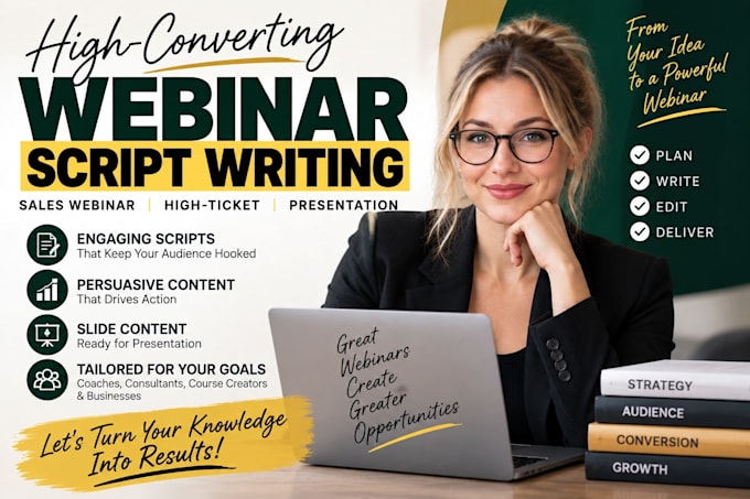 write a high converting webinar script, sales webinar and presentation