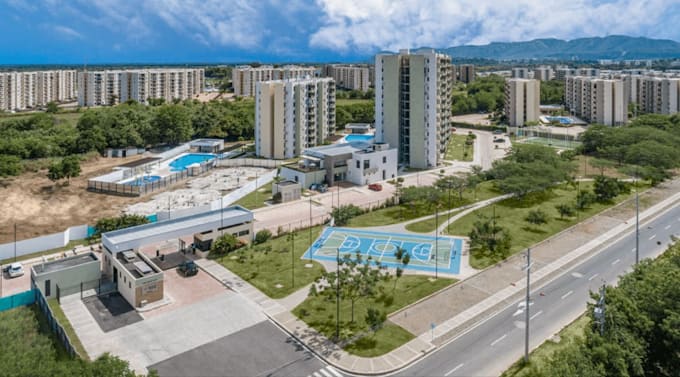 buildup municipal property for urban development, infrastructure building render