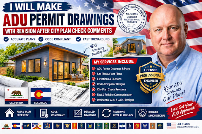 make adu permit drawings with revision after city plan check comments