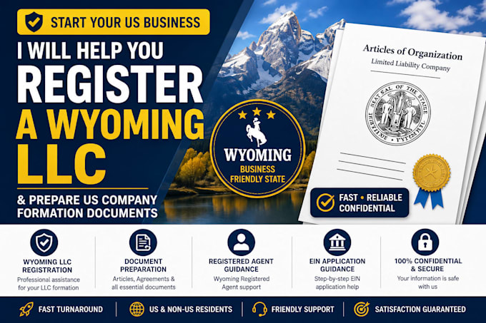 help you register a wyoming llc and prepare US company formation document