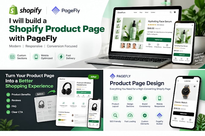 design a shopify product page with pagefly