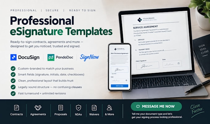 create professional docusign, pandadoc, signnow template