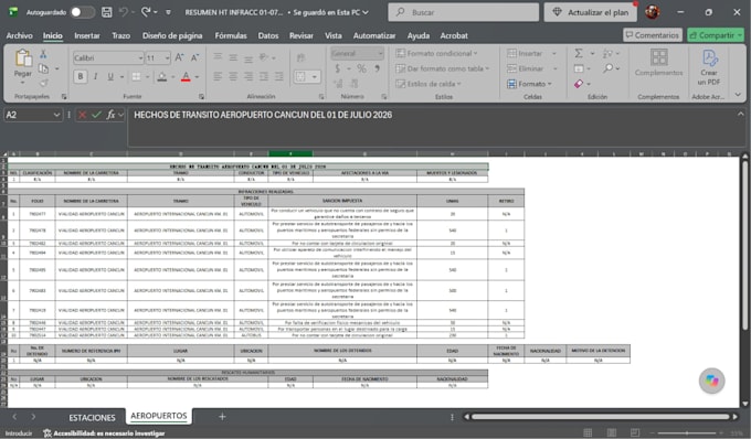 soy experto en captura de datos en excel