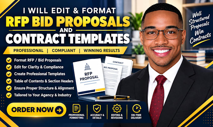 edit and format rfp bid proposals and create contract templates