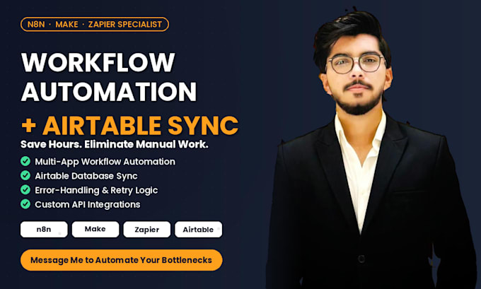 n8n, make, or zapier automation with airtable database sync