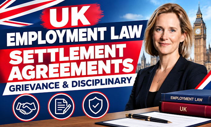 draft UK settlement agreements, grievance letters and disciplinary documents