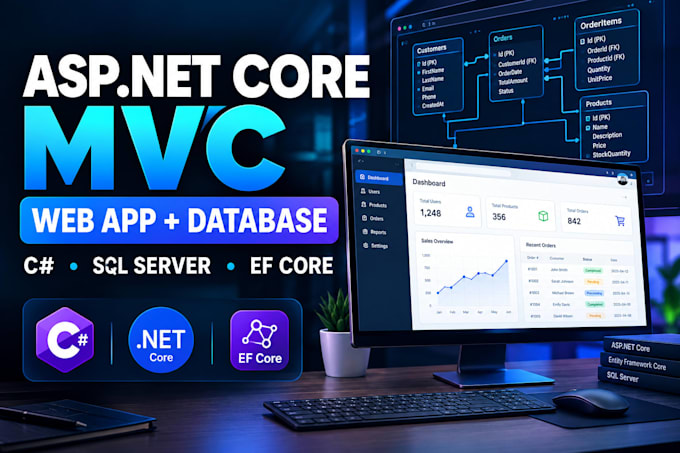 build asp dotnet core, mvc web application with sql database