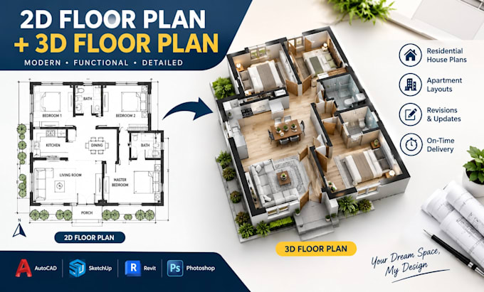 draw architectural 2d floor plans and floor plan drawings in autocad