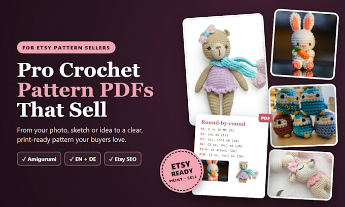 design a professional crochet pattern PDF for your etsy shop