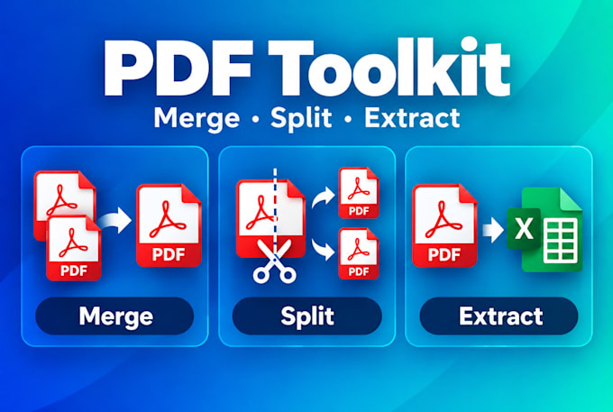 merge, split pdfs and extract tables to excel