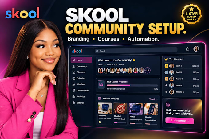 setup skool community setup skool online course creation skool community manager