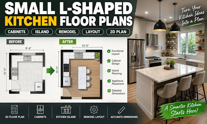 design l shaped kitchen floor plans, cabinets placement, island, remodel layout