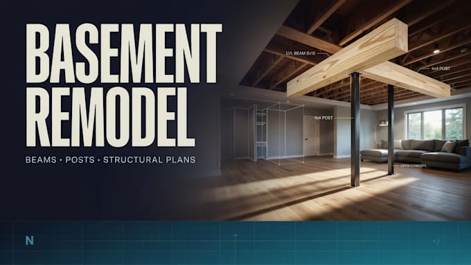 design structural plans for basement remodeling, beams and support posts