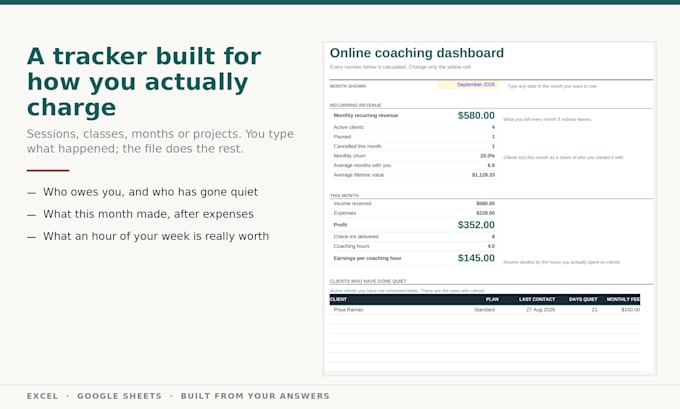 build a custom client and payment tracker in excel and google sheets
