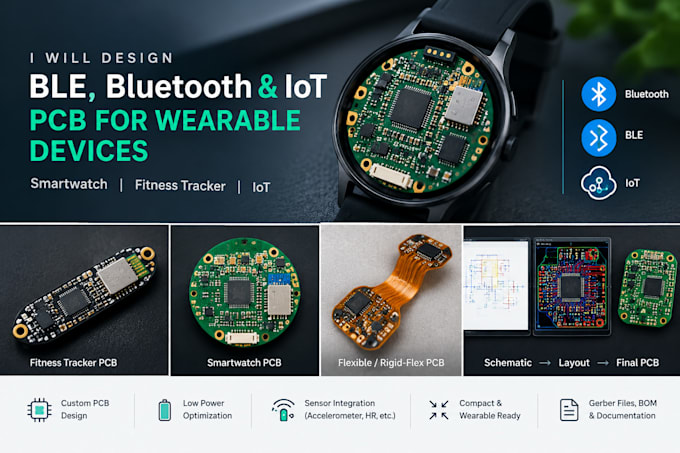 design ble, bluetooth and iot pcb for wearable devices