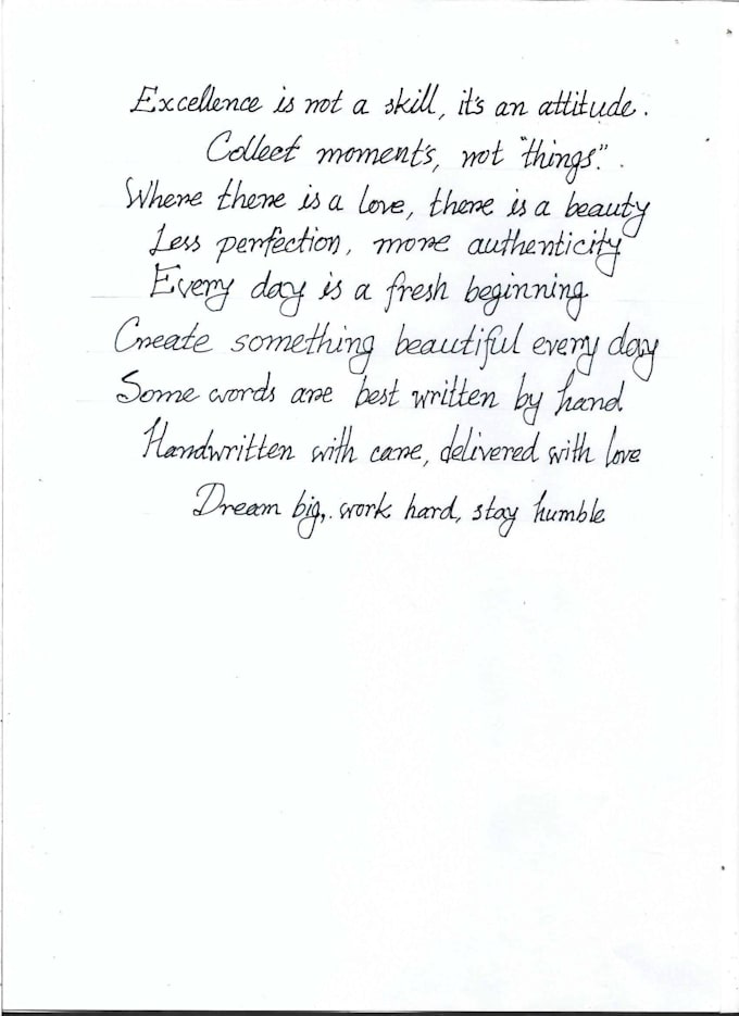 handwrite in plain or cursive handwriting style and mail