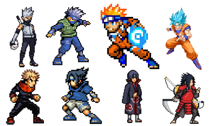 create pixel art characters game sprites, sprite sheets animation tile sets