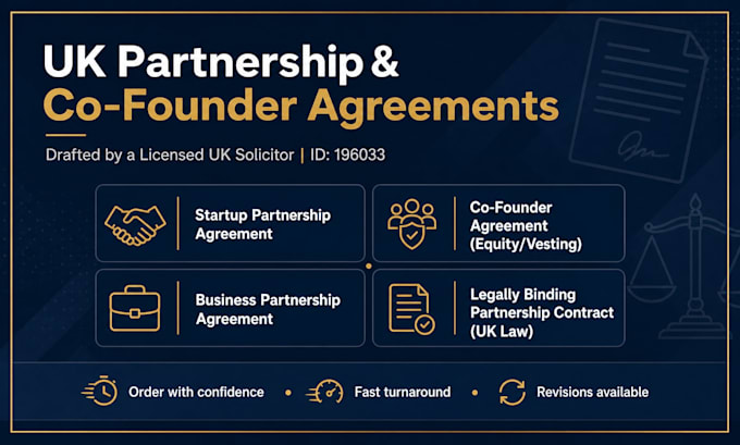 draft a legally binding UK partnership agreement for your startup