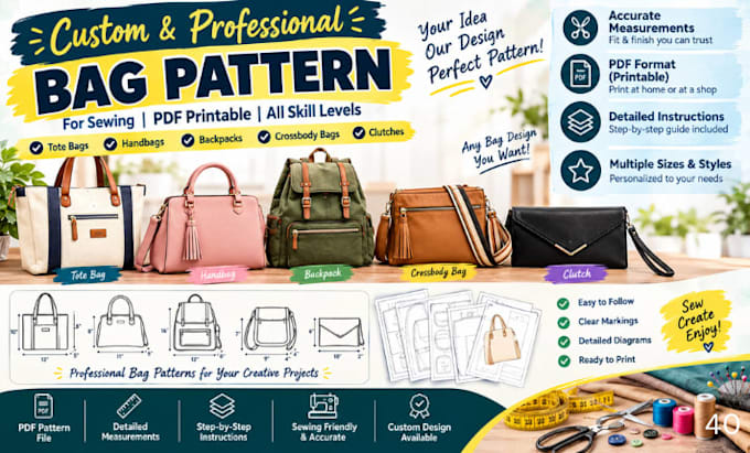 do custom totes sling bag pattern handbag technical sewing pattern making