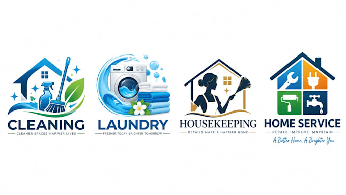 do cleaning, laundry, housekeeping and home service logo