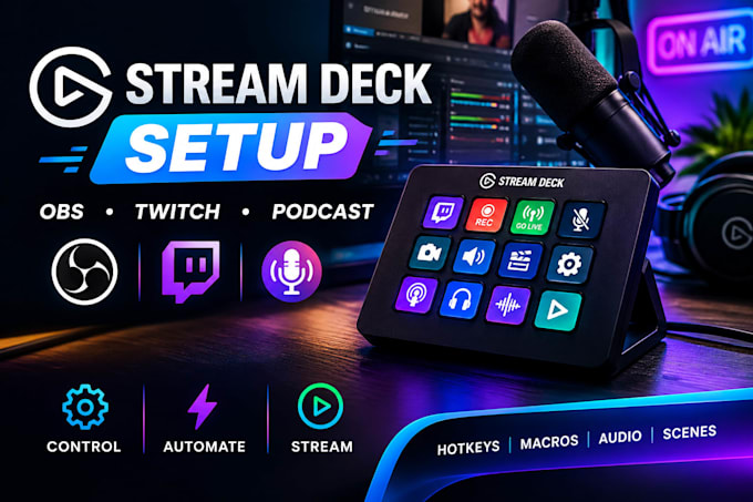 setup stream deck for obs twitch podcast streaming and automation