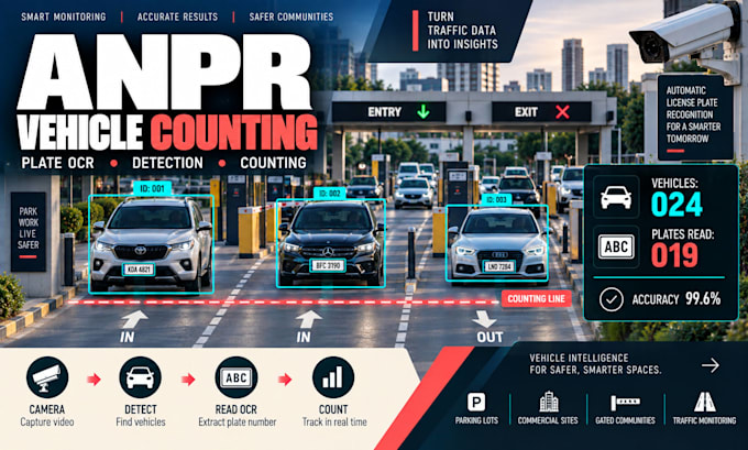develop anpr plate recognition ocr vehicle detection and counting system