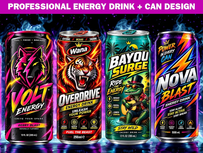design energy drink can label for your brand