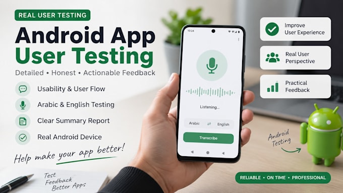 test your android app and provide detailed user feedback