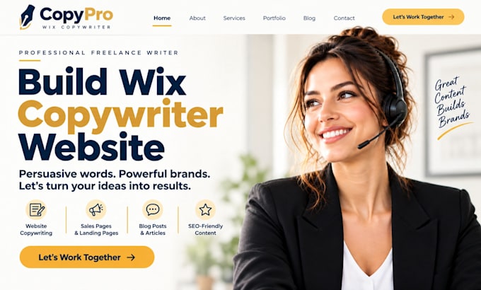 build wix copywriter website freelance writing portfolio service website