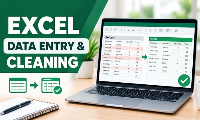 do ms excel data entry, data cleaning and data management