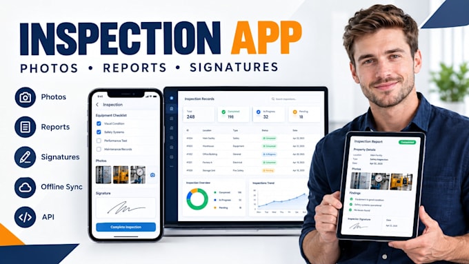 develop custom inspection app with photos reports signatures offline sync API