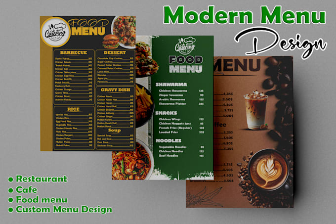 design a modern restaurant food cafe and coffee menu