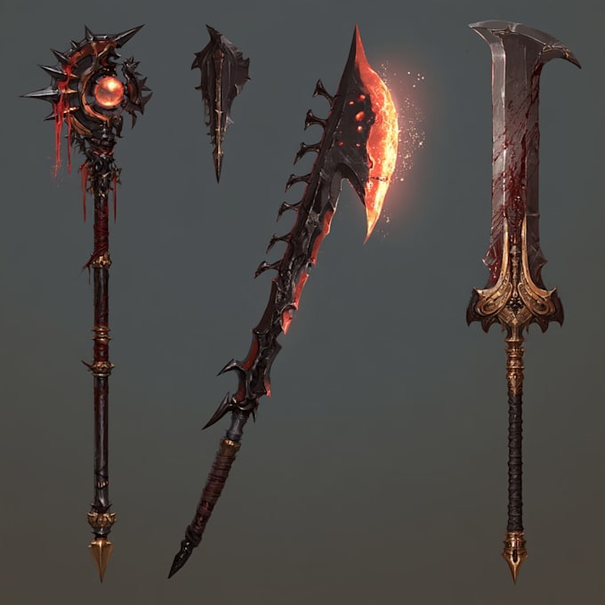 draw your weapon concept art in awesome details