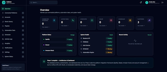 build youtube bot, soundcloud bot, apple music bot, spotify bot, tidal bot