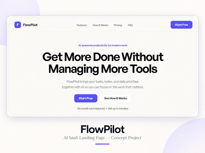 design a modern minimal landing page or website