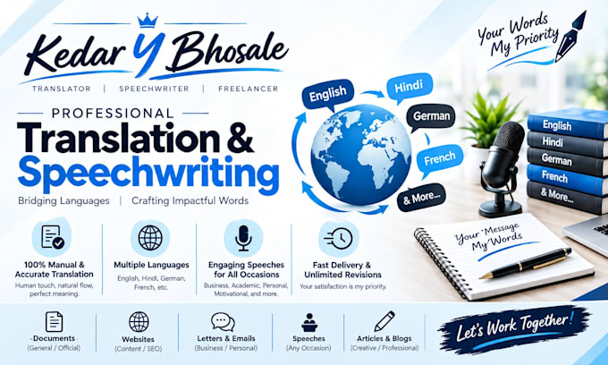 write professional speeches and translate multiple languages