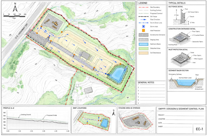 create swppp erosion sediment control permit plans in texas california and nc