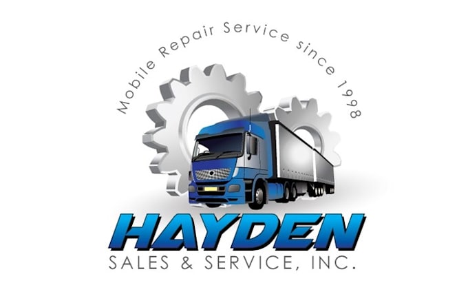 design tractor trailer mobile repair service logo