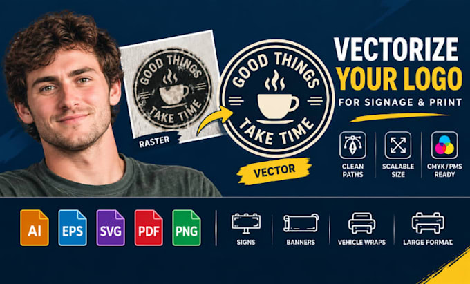 vectorize logo for signage, sign redraw, print ready large format vector
